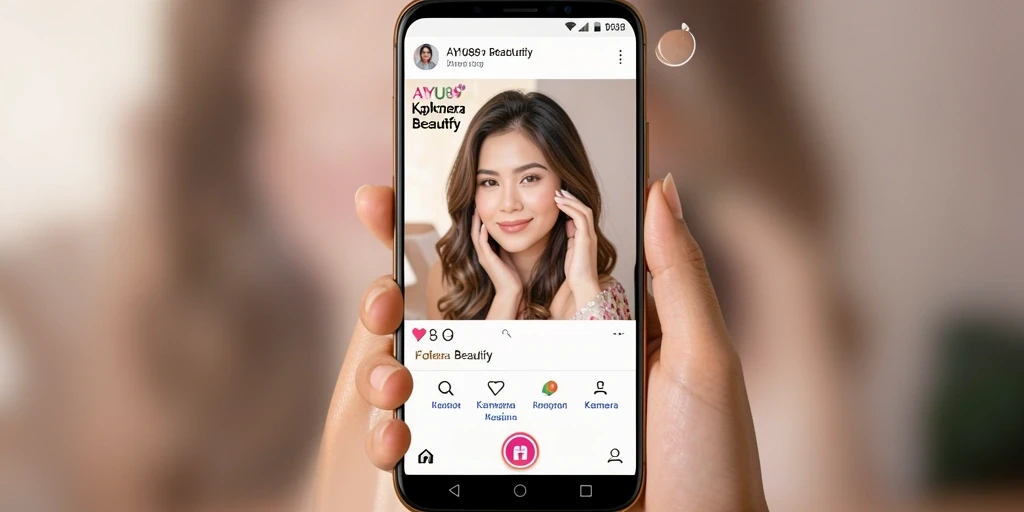 Antarmuka aplikasi AYU89 dengan fitur unggulan Kamera Beautify.