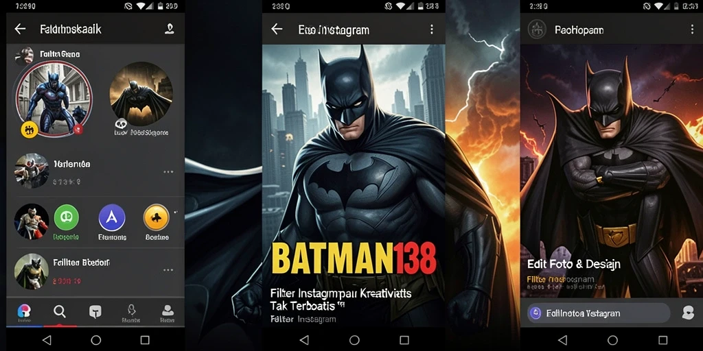 Tampilan antarmuka aplikasi BATMAN138 dengan filter Instagram yang menarik.