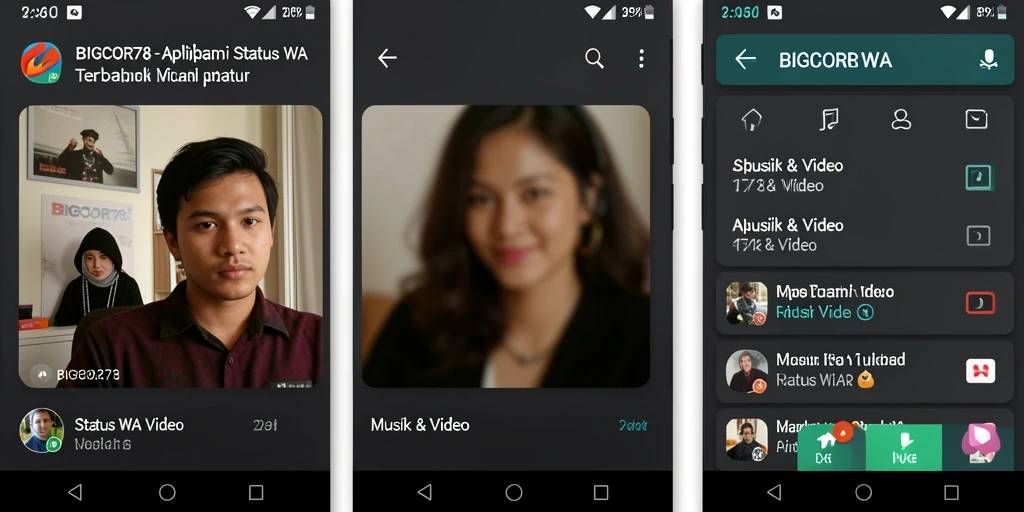 Tampilan antarmuka aplikasi BIGCOR78 yang memudahkan pengguna untuk menjelajahi status video.