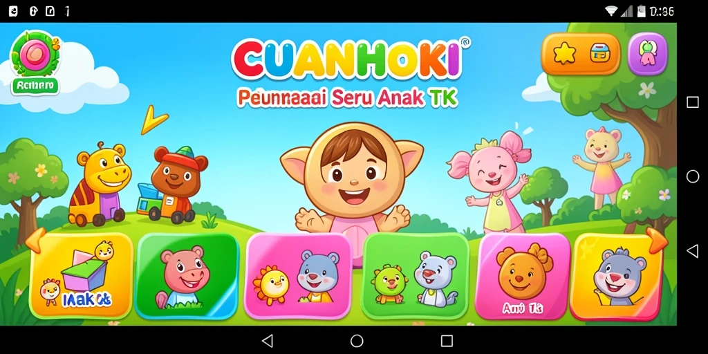 Tampilan antarmuka menarik dan karakter lucu dalam CUANHOKI.