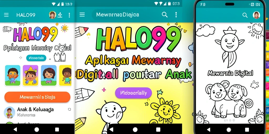 Tampilan antarmuka aplikasi HALO99 yang ramah dan menarik untuk mewarnai.