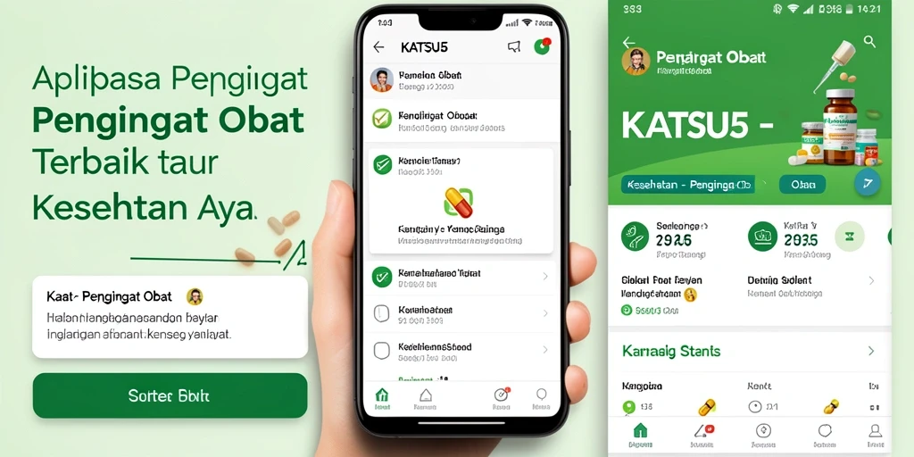 Tampilan antarmuka KATSU5 yang intuitif untuk pengingat obat.