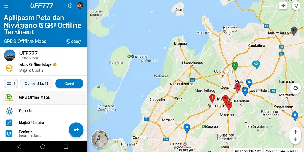 Tampilan antarmuka aplikasi UFO777 dengan fitur navigasi GPS offline.